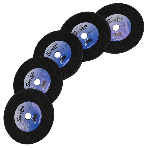 Shark Industries Cut-off Wheels, Type 1, 3 in Dia, 1/32 in Thick, 3/8 in Arbor Hole Size, Aluminum Oxide, 60 Grit 12658 - main